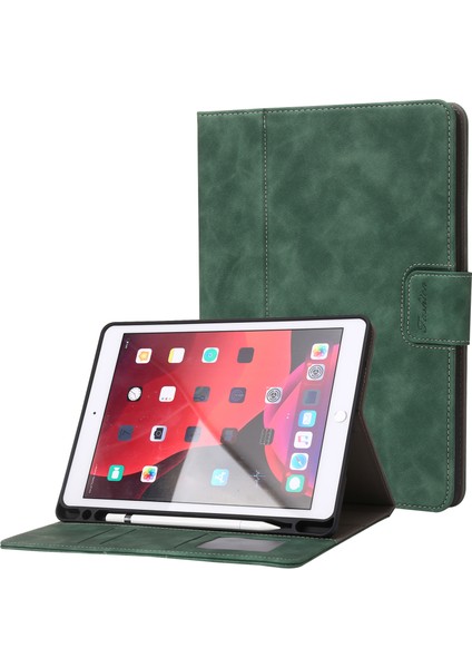 iPad 10.2 (2021) / (2019) / (2020) / Air 10.5 Inç (2019) Cüzdan Buzağı Dokulu Tablet Kapağı (Yurt Dışından)