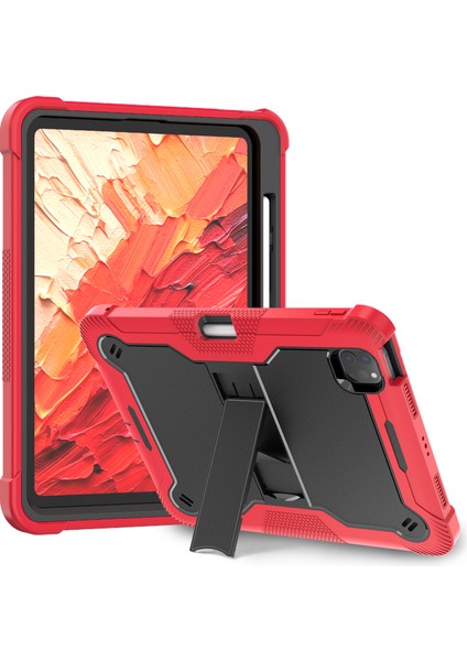 iPad Pro 11 (2024) Sert Pc ve Braket Destekli Yumuşak Silikon Tablet Kılıfı (Yurt Dışından)