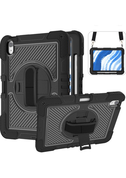 iPad Air 11 (2024) Dönebilen Kickstand Silikon + Askılı Pc Tablet Kılıfı (Yurt Dışından)