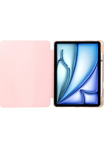 iPad Air 11 (2024) Tpu+Pu Deri+Arcylic Tablet Kapağı Üç Katlı Stand Tablet Koruyucu (Yurt Dışından)