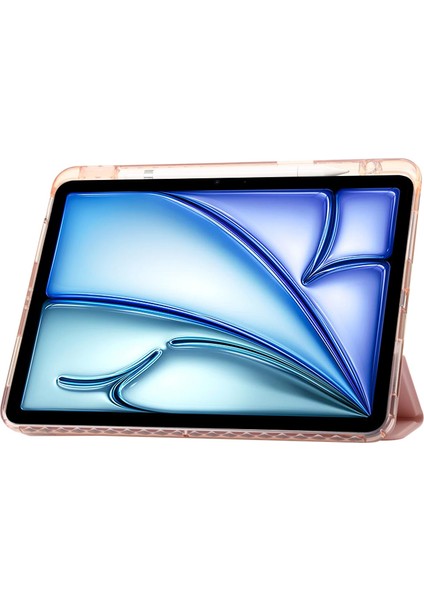 iPad Air 11 (2024) Tpu+Pu Deri+Arcylic Tablet Kapağı Üç Katlı Stand Tablet Koruyucu (Yurt Dışından)