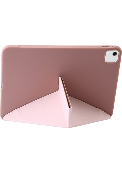 iPad Air 13 (2024) Otomatik Uyku / Uyandırma Özellikli Origami Standı Pu Deri + Silikon Tablet Kılıfı (Yurt Dışından)