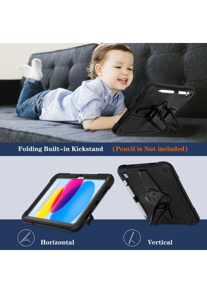 iPad 10.9 (2022) Punk Kickstand Pc + Askılı Silikon Tablet Kılıfı (Yurt Dışından) fırsatları