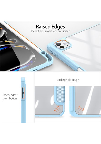iPad Pro 11 (2024) Pu Deri Iş Üç Katlı Stand Tablet Kılıfı (Yurt Dışından)