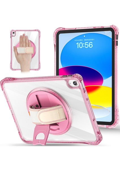 iPad 10.9 (2022) Döner Kayış Kickstand Tpu+Pc Şeffaf Tablet Kapağı (Yurt Dışından)