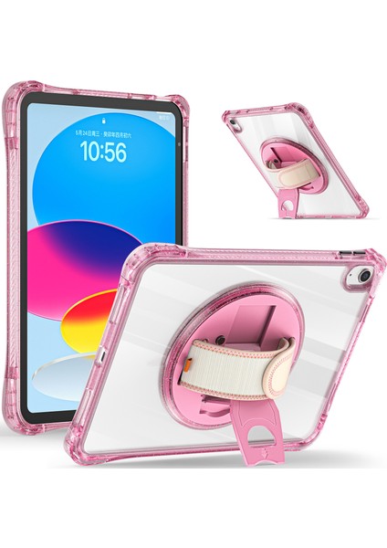 iPad 10.9 (2022) Döner Kayış Kickstand Tpu+Pc Şeffaf Tablet Kapağı (Yurt Dışından)