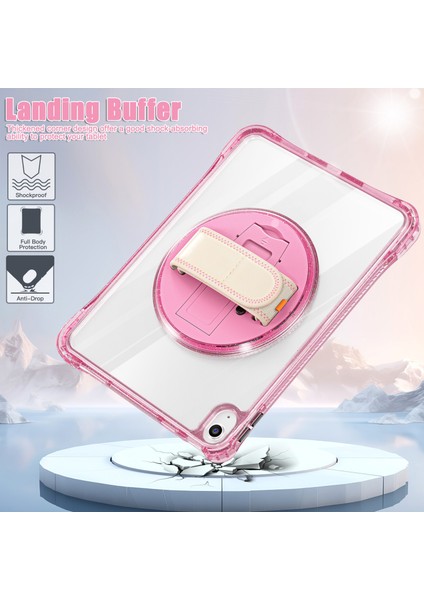 iPad 10.9 (2022) Döner Kayış Kickstand Tpu+Pc Şeffaf Tablet Kapağı (Yurt Dışından)