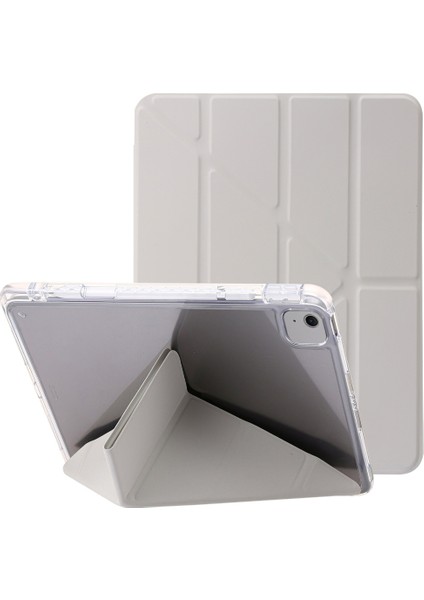 iPad Air 11 (2024) Pu Deri Origami Standı Şeffaf Tablet Kapağı (Yurt Dışından)