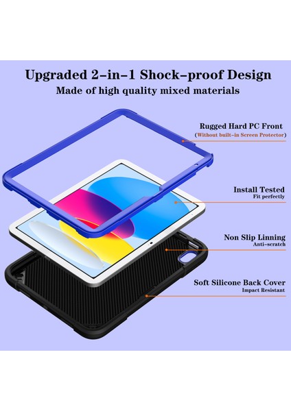 iPad 10.9 (2022) Kickstand Darbeye Dayanıklı Pc + Silikon Tablet Kapağı (Yurt Dışından) modelleri