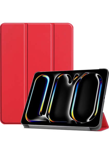 iPad Pro 13 (2024) Üç Katlı Stand Deri Tablet Kılıfı Otomatik Uyandırma / Uyku (Yurt Dışından)