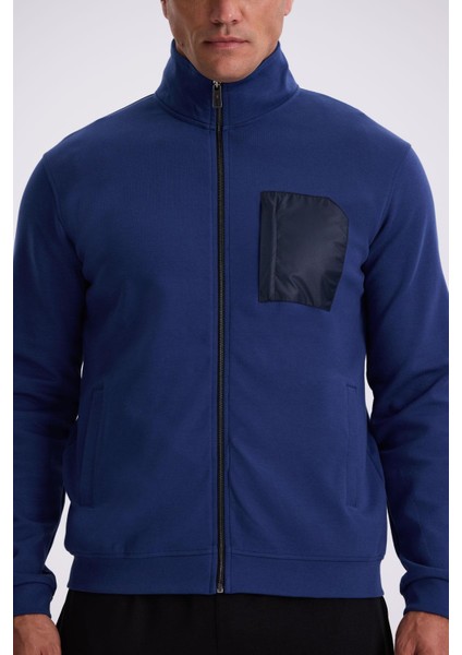 İndigo Slim Fit Fermuarlı Pamuklu Likralı Eşofman Üstü