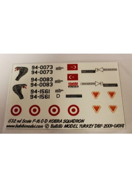 DBT01098 1/32 Turaf F-16 C/d, 191.KOBRA Filo, Dekal Çıkartma