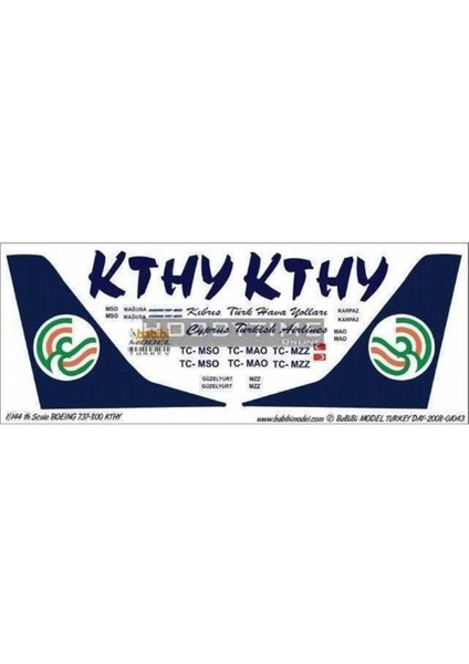 DAT01043 1/144 Kthy, Boeing 737-800, Dekal Çıkartma