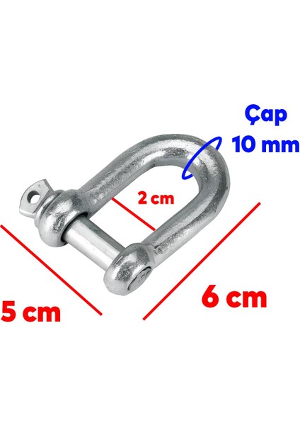 Kilitli Karabina U Tipi Zincir Kilidi 10 mm Kilit Salıncak Askısı Ek Bağlantı Parça Aparat 2 Adet