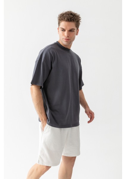 Premium Oversize Tişört Füme