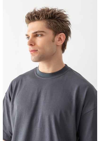 Premium Oversize Tişört Füme