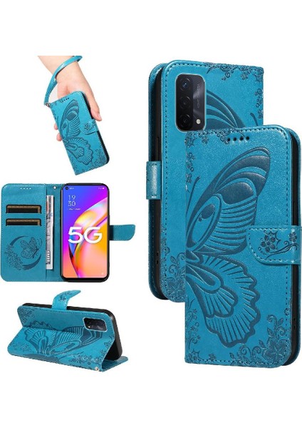 Oppo Için Flip Case A93 5G/A74 5G/A54 5g Ayrılabilir El Kayışı Kabartmalı (Yurt Dışından)