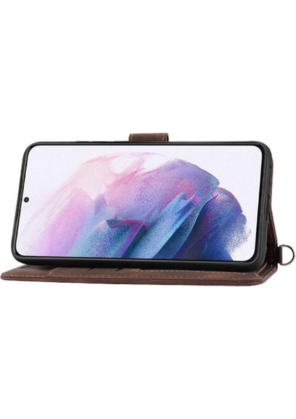 SZY Mall Samsung Galaxy S22 Çoklu Kredi Kartı Yuvaları Bileklik Için Flip Case (Yurt Dışından)