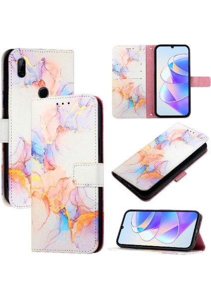 Huawei Y9 Başbakan 2019 Mermer Desen Cüzdan Pu Deri Kickstand (Yurt Dışından)