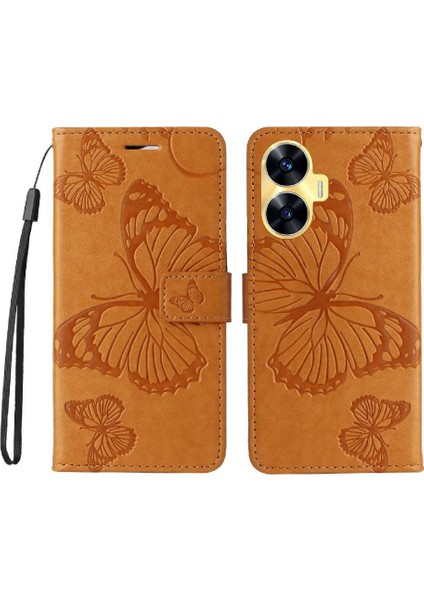 Kart Yuvası Standı Manyetik ile Realme C55 4g Flip Kickstand Için Flip Case (Yurt Dışından)