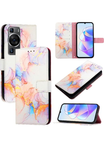 Huawei Için Kılıf P60/P60 Pro Pu Deri Cüzdan Mermer Desen Kickstand (Yurt Dışından) indirimleri