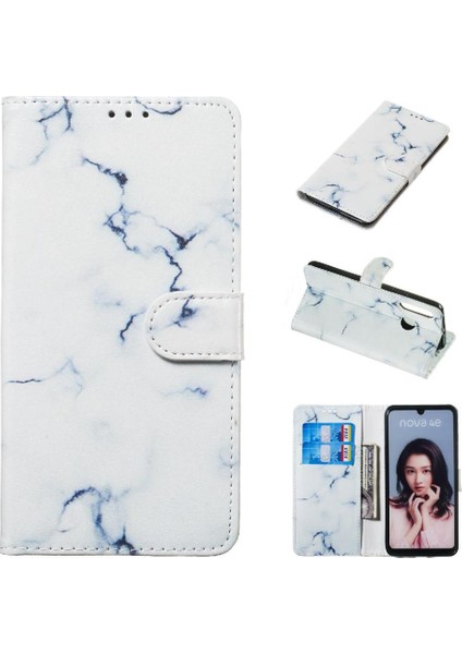 Huawei P30 Lite Mermer Desen Tam Koruma Manyetik Kart Için Flip Case (Yurt Dışından)