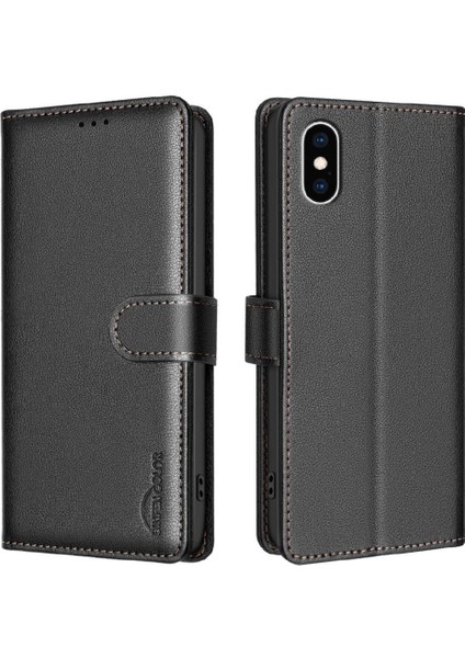 IPhone Xs Max Cüzdan Manyetik Kart Tutucu Kickstand Rfıd Pu Için Flip Case (Yurt Dışından)