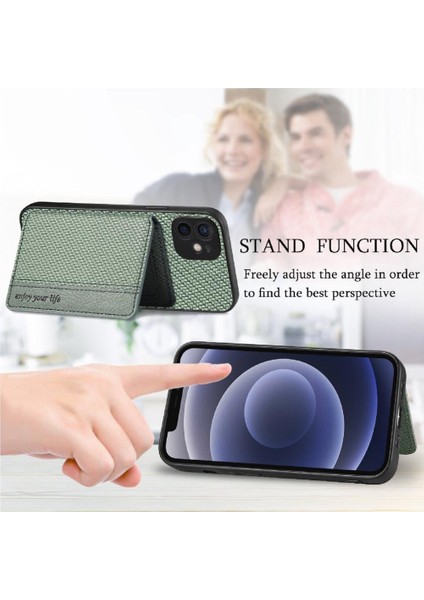 IPhone 12 Için Kılıf Rfıd Engelleme Manyetik Kart Tutucu Standı Fonksiyonu (Yurt Dışından)