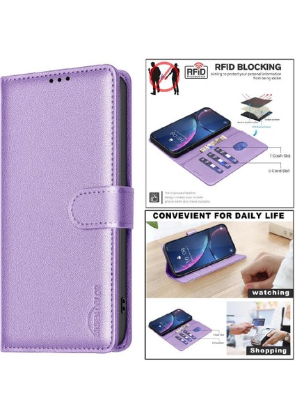IPhone 7/8 Için Flip Case Manyetik Kart Tutucu Kickstand Rfıd Engelleme Pu (Yurt Dışından)