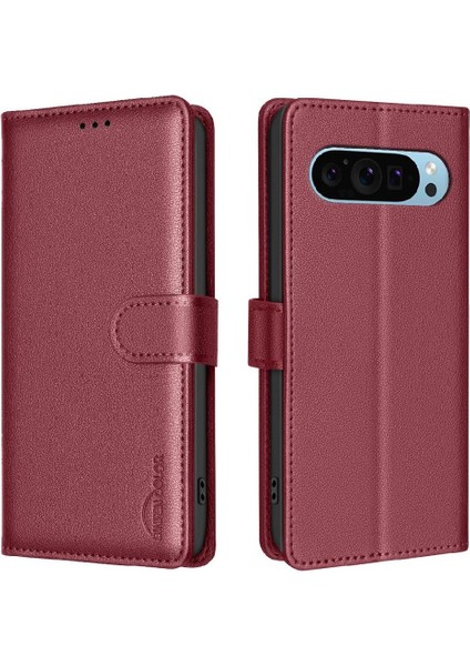 Google Piksel 9 Pro Için Flip Case Pu Deri Cüzdan Rfıd Engelleme Manyetik (Yurt Dışından)