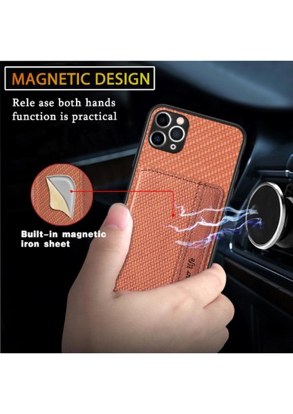 IPhone 11 Için Kılıf Pro Max Manyetik Kart Tutucu Standı Fonksiyonu Rfıd Kamera (Yurt Dışından)