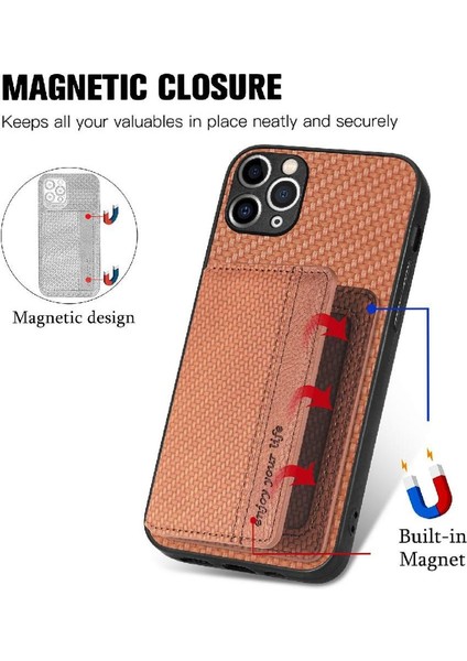 IPhone 11 Için Kılıf Pro Max Manyetik Kart Tutucu Standı Fonksiyonu Rfıd Kamera (Yurt Dışından)