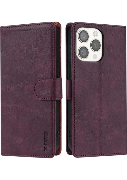 IPhone 15 Için Flip Case Pro Kart Yuvaları Anti Kayma Yan Cep Manyetik (Yurt Dışından)