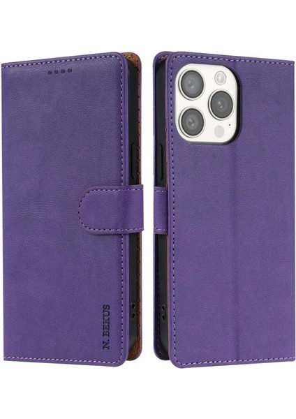 IPhone 15 Için Flip Case Pro Kart Yuvaları Anti Kayma Yan Cep Manyetik (Yurt Dışından)