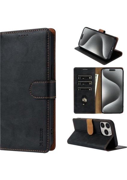 IPhone 16 Için Flip Case Pro Max Yan Cep Kart Yuvaları Anti Kayma Çift (Yurt Dışından)