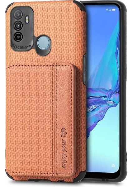 Oppo A53/A32 Stand Fonksiyonu Rfıd Engelleme Manyetik Kart Tutucu Için Kılıf (Yurt Dışından)