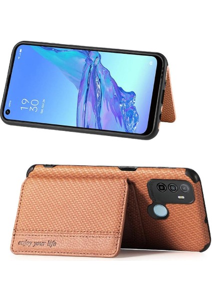 Oppo A53/A32 Stand Fonksiyonu Rfıd Engelleme Manyetik Kart Tutucu Için Kılıf (Yurt Dışından)