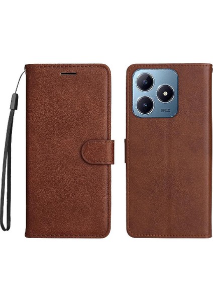 Realme C61 Iş Cüzdan Telefon Kılıfı Için Flip Case Klasik Düz Renk (Yurt Dışından)