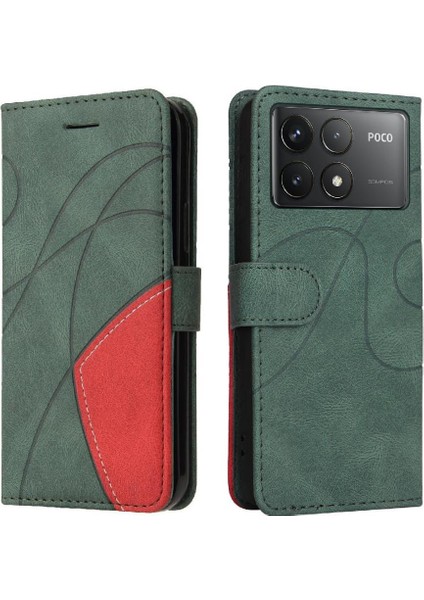 Xiaomi Poco F6 Pro Dikiş Renk Flip Folio Kitap Kickstand Için Flip Case (Yurt Dışından)