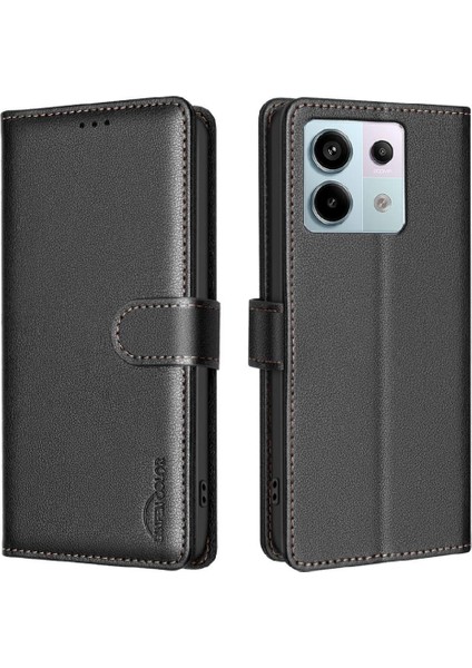 Xiaomi Poco M6 Pro 4g Için Flip Case Manyetik Pu Deri Cüzdan Rfıd Kart (Yurt Dışından)