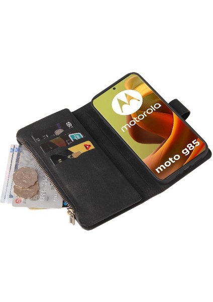 Motorola Moto G85 5g Onbeş Kart Yuvaları Fermuar Pu Için Cüzdan Telefon Kılıfı (Yurt Dışından)