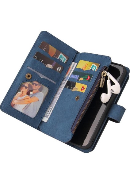 Cüzdan Telefon Kılıfı ile Motorola Moto G85 Için Kart Yuvası Standı Fermuar Poket (Yurt Dışından)