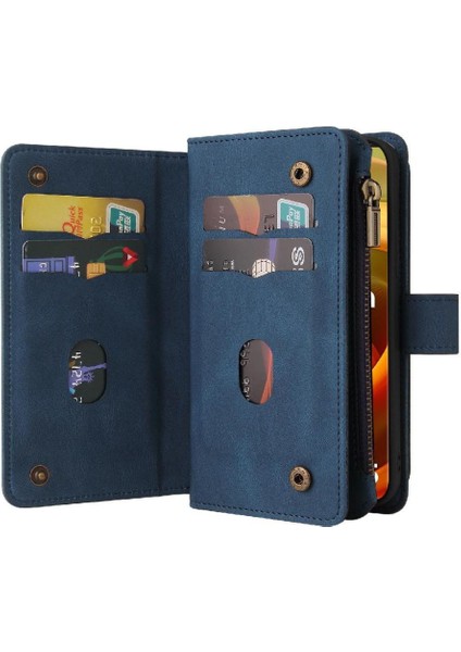 Cüzdan Telefon Kılıfı ile Motorola Moto G85 Için Kart Yuvası Standı Fermuar Poket (Yurt Dışından)