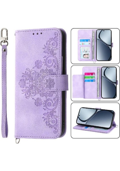 Realme C65 Darbeye Dayanıklı Kabartmalı Çoklu Kredi Kartı Yuvaları Için Flip Case (Yurt Dışından)