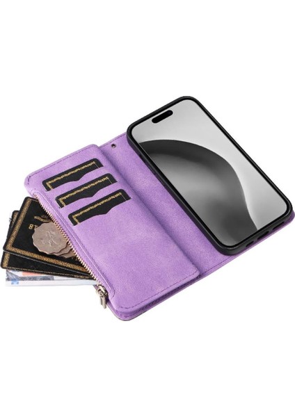 Kart Yuvası Standı Iki Renkli Dikiş Tarzı ile IPhone 16 Pro Max Için Kılıf (Yurt Dışından)
