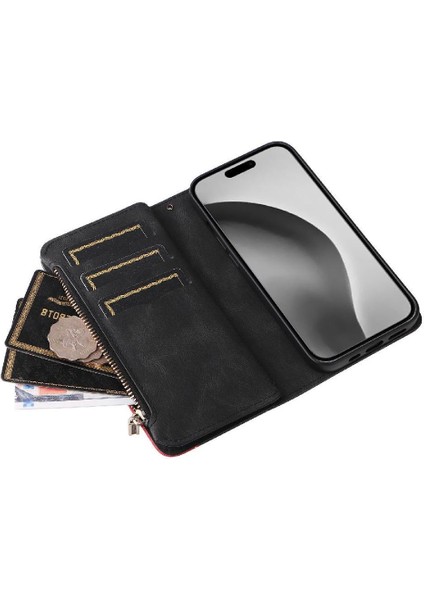 Kart Yuvası Standı Iki Renkli Dikiş Tarzı ile IPhone 16 Pro Max Için Kılıf (Yurt Dışından)