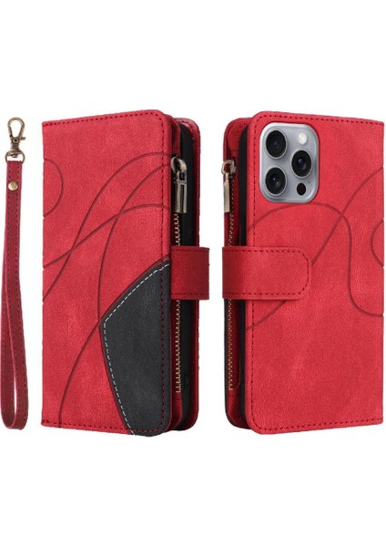 Kart Yuvası Standı Iki Renkli Dikiş Tarzı ile IPhone 16 Pro Max Için Kılıf (Yurt Dışından)