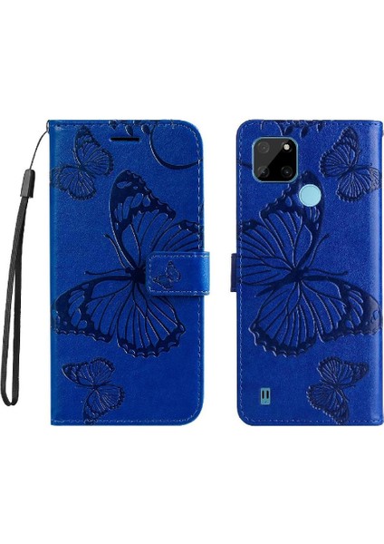 Kart Yuvası Standı ile Realme C21Y Flip Kickstand Pu Deri Için Flip Case (Yurt Dışından)