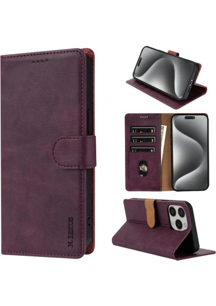 IPhone 16 Için Flip Case Pro Max Yan Cep Kart Yuvaları Anti Kayma Çift (Yurt Dışından)