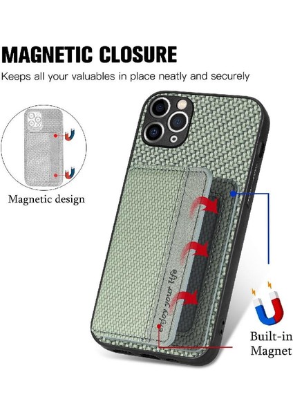IPhone 11 Için Kılıf Pro Max Manyetik Kart Tutucu Standı Fonksiyonu Rfıd Kamera (Yurt Dışından)